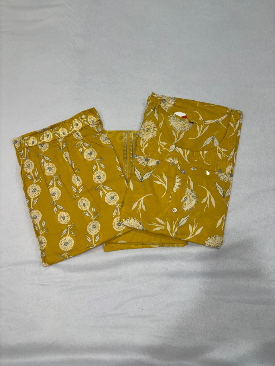 Sunny Yellow Cotton Chudidhar Set with Elegant Thread Work