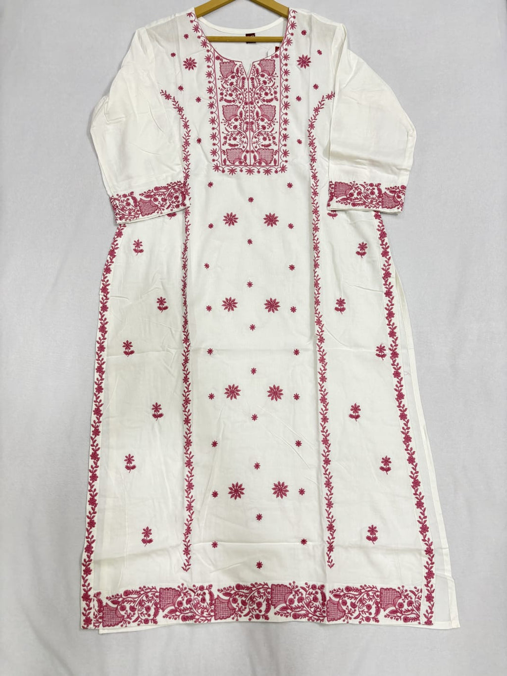 White Soft Fabric Top with Embroidery Work