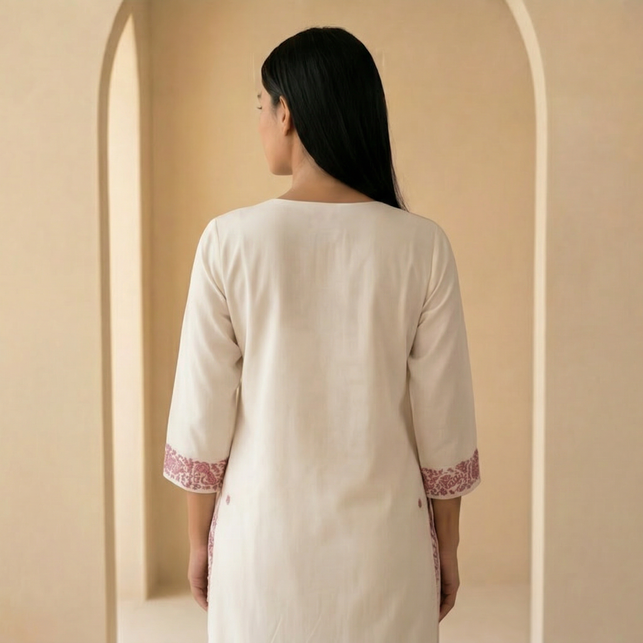 White Soft Fabric Top with Embroidery Work