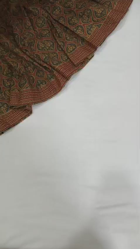 Rust Brown Pure Cotton Chudidhar Set with Hand Embroidery Work