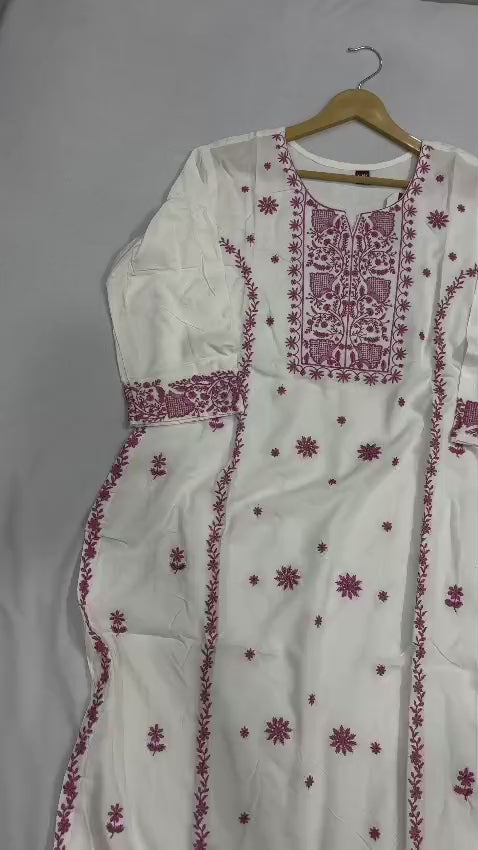 White Soft Fabric Top with Embroidery Work